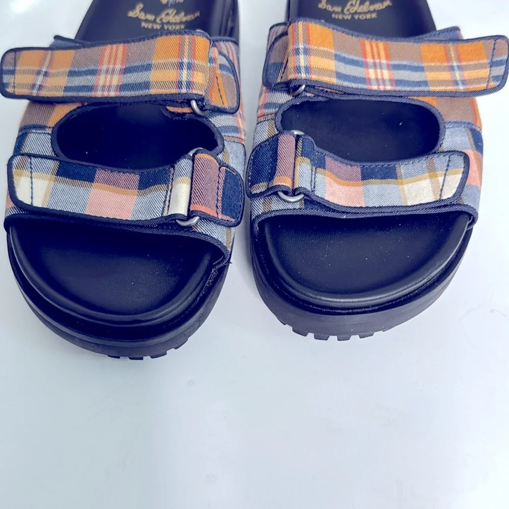 Sam Edelman Multicolor Slide Sandals Lug Soles Slip On Velcro Closure Size 7.5 - Picture 7 of 8